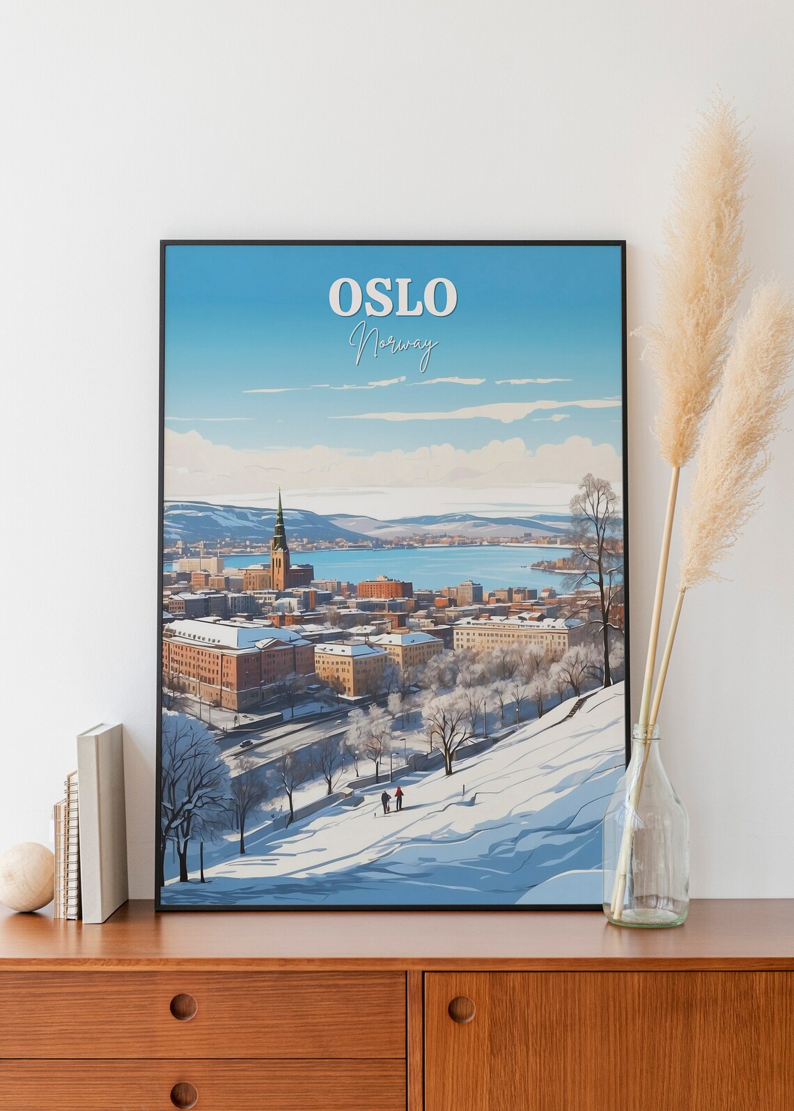 Winter In Oslo Travel Poster, Norway Art Print - Image 2