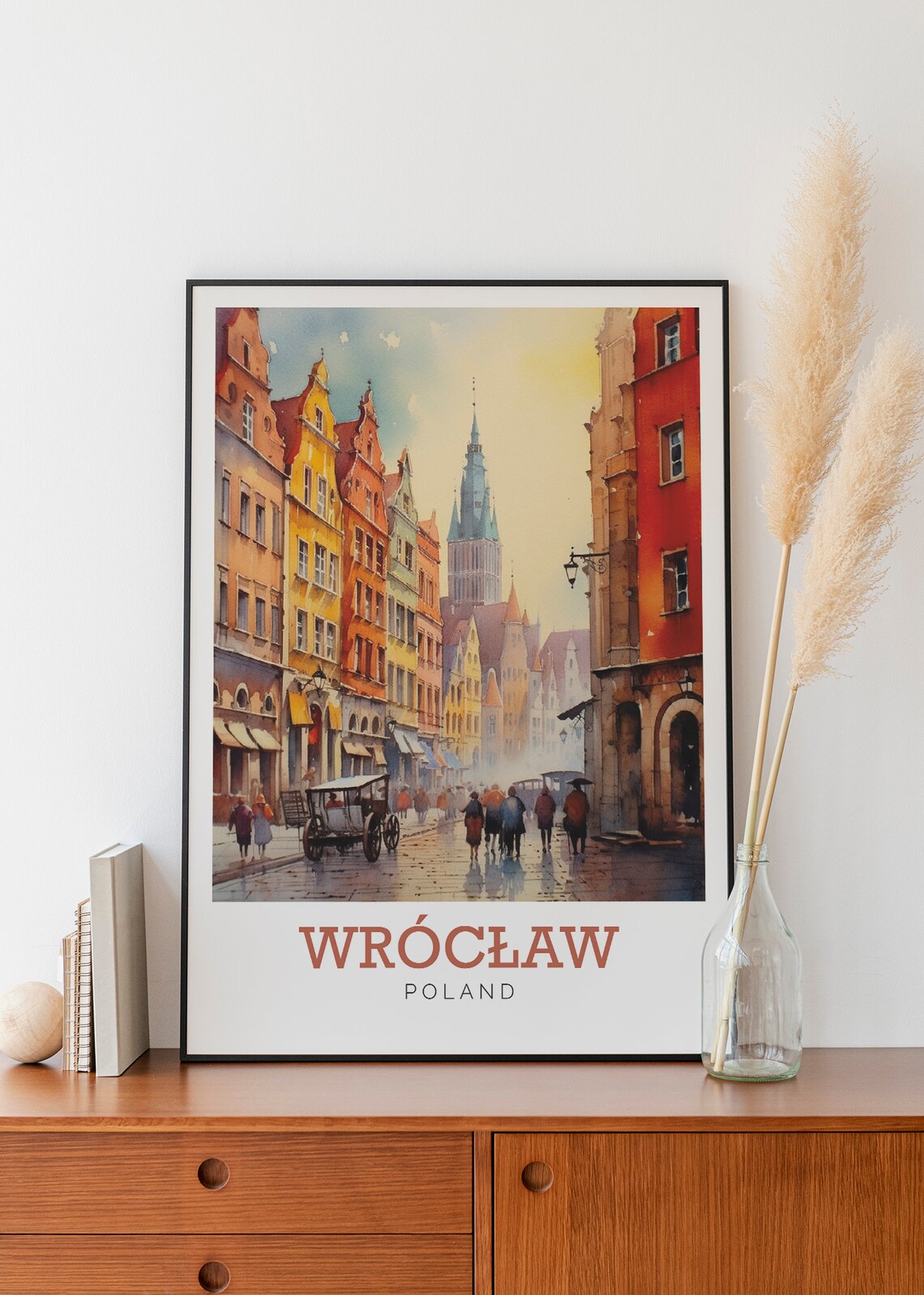 Wroclaw Poland Market Square Street Watercolor Art Travel Poster - Image 3