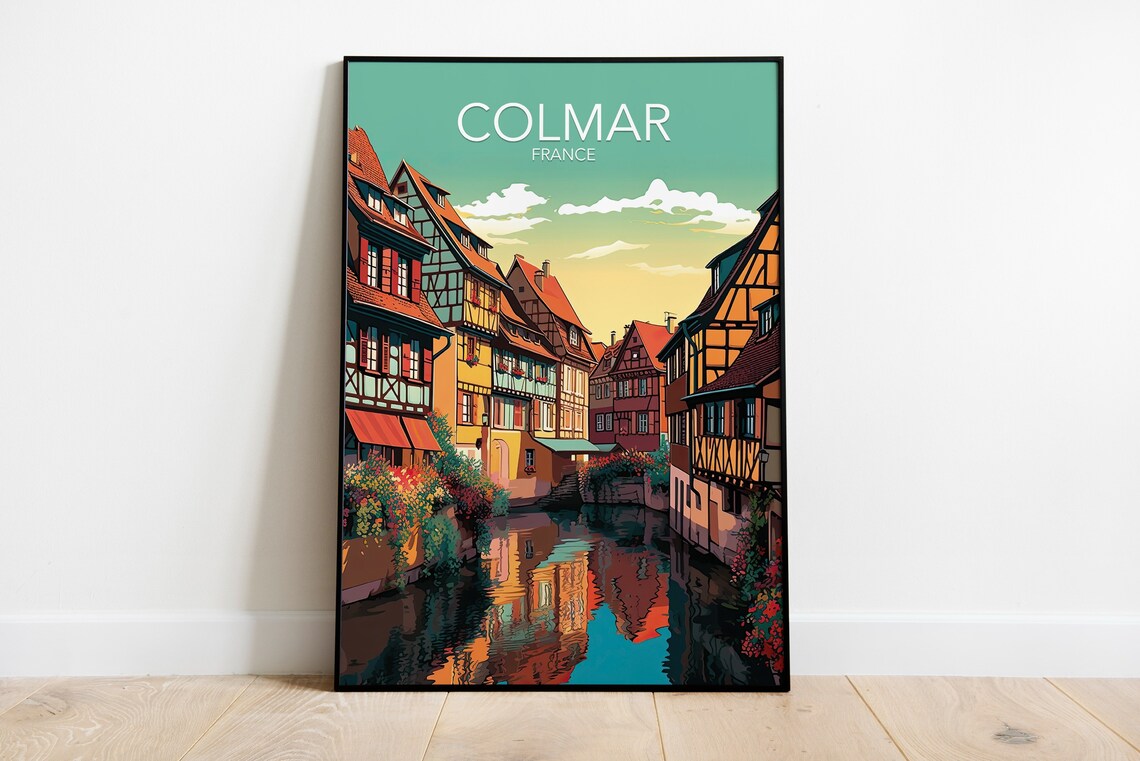 Colmar France Old Town Half Timbered Canal Houses Travel Art Poster