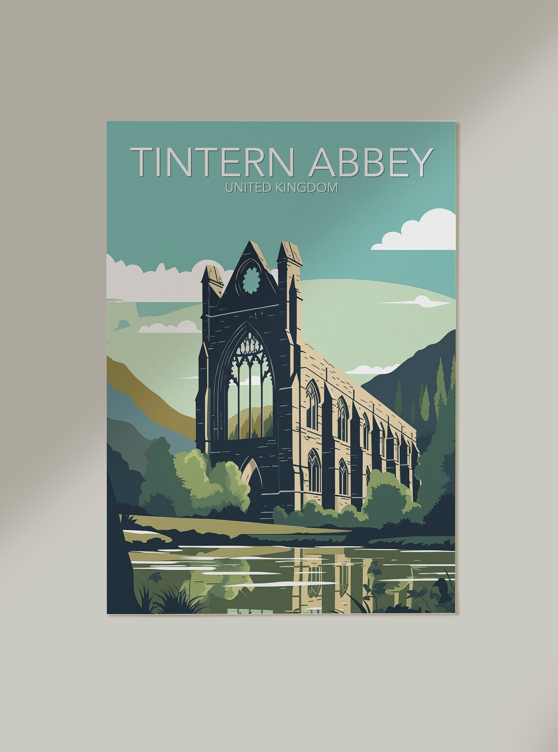 Tintern Abbey United Kingdom Gothic Ruins River Vintage Travel Poster - Image 2