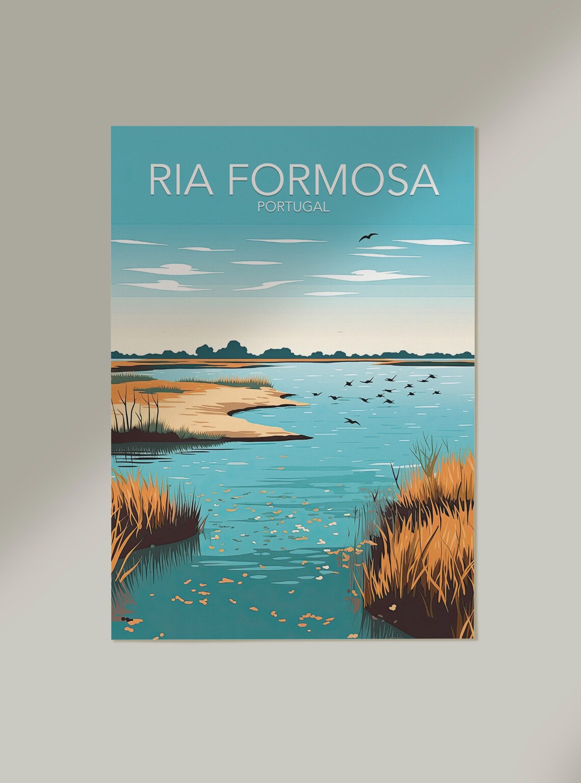 Ria Formosa Portugal Lagoon Birds Nature Modern Travel Poster - Image 2