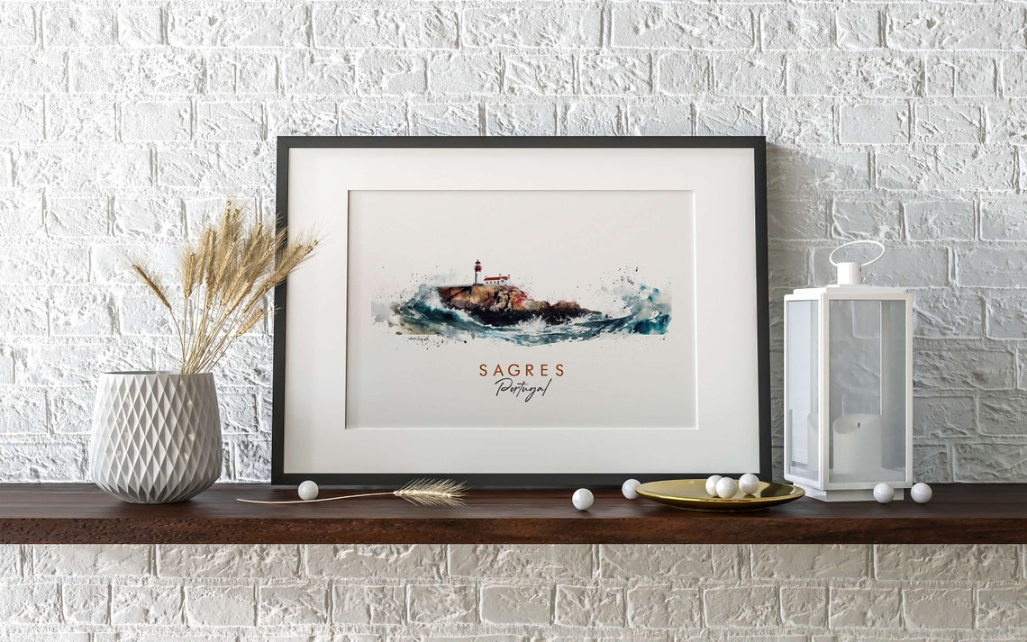 Sagres Portugal Dramatic Cliffside Lighthouse Ocean Waves Poster - Image 2