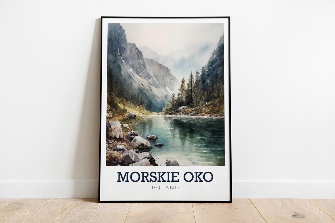 Morskie Oko Poland Mountain Lake Watercolor Tatra Nature Poster