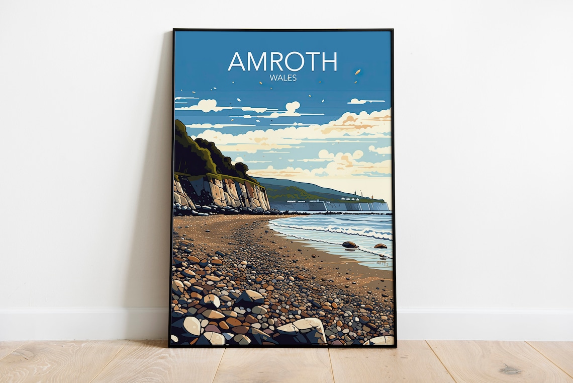 Amroth Pembrokeshire Wales Travel Poster
