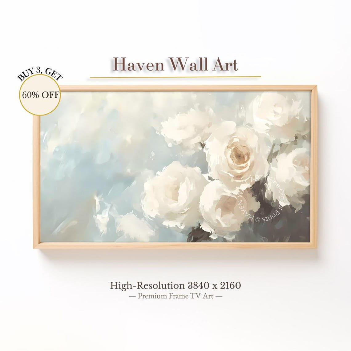 Soft White Roses Pastel Floral Bouquet Spring Botanical Art Poster