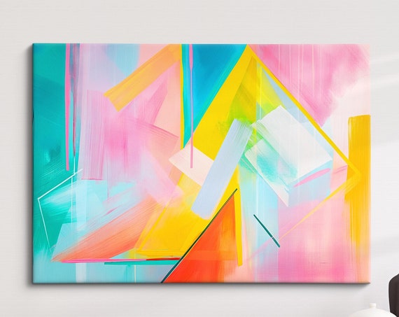 Colorful Abstract Art Modern Minimalist Wall Decor Vibrant Geometric Painting For Home And Office Contemporary Art Gift Idea