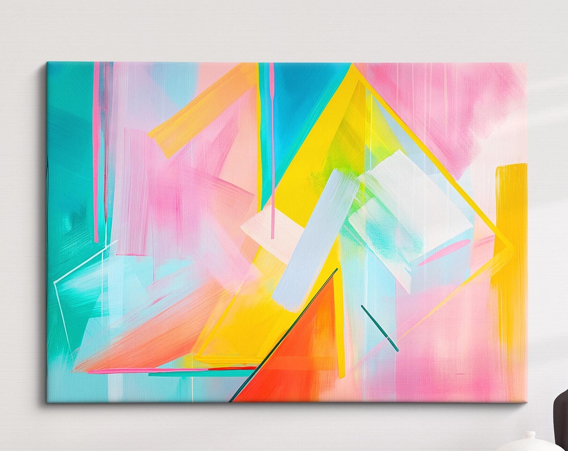 Colorful Abstract Geometric Triangle Art Modern Minimalist Wall Art