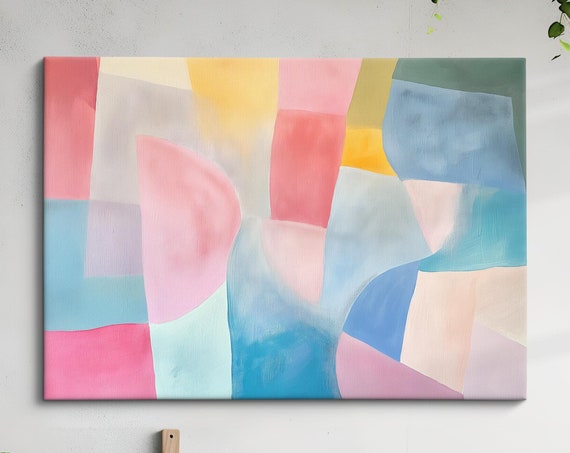 Colorful Abstract Art Modern Minimalist Wall Decor Vibrant Geometric Painting For Home And Office Contemporary Art Gift Idea