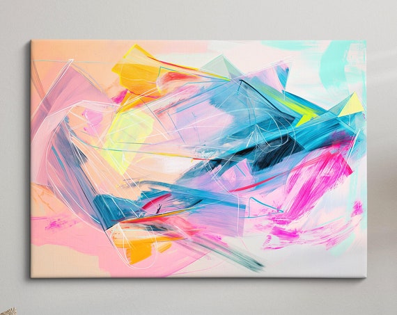 Colorful Abstract Art Modern Minimalist Wall Decor Vibrant Geometric Painting For Home And Office Contemporary Art Gift Idea