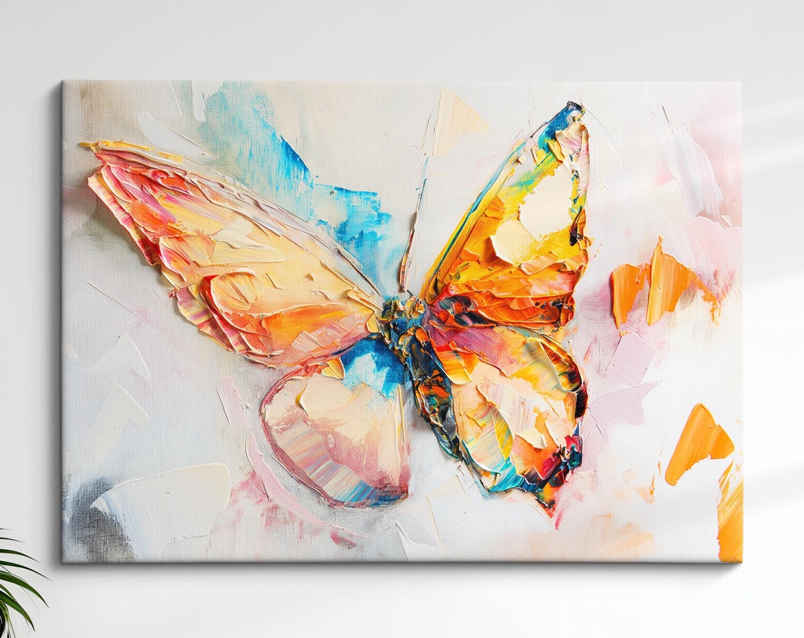 Colorful Butterfly Abstract Oil Painting Framed Print Framed Portrait Wall Art Poster Home Decor Interior Butterfly Lover Gift