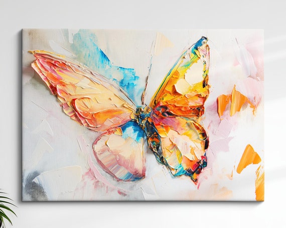 Colorful Butterfly Abstract Oil Painting Framed Print Framed Portrait Wall Art Poster Home Decor Interior Butterfly Lover Gift