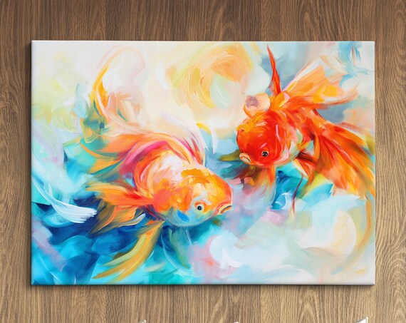 Vibrant Fish Art Colorful Underwater Painting Modern Ocean Wall Decor Contemporary Home And Office Decoration Gift For Fish Lovers