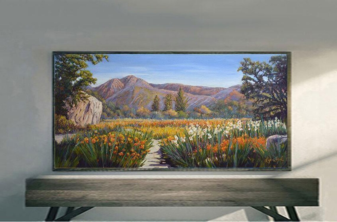 Santa Barbara Wildflower Meadow Mountain View Landscape Poster