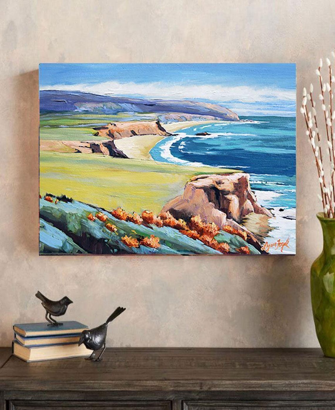Monterey California Golden Meadow Cliff Bay View Travel Poster - Image 3