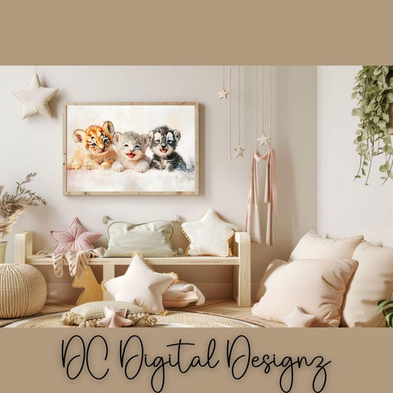 Nursery Wall Art Watercolor Animals Art Nursery Decor Cute Baby Animal Prints Woodland Safari Farm Animals Instant