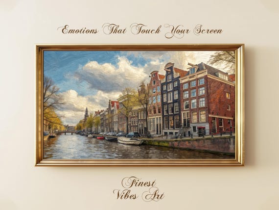 Amsterdam Canal House Frame Tv Art Cozy Dutch Cityscape