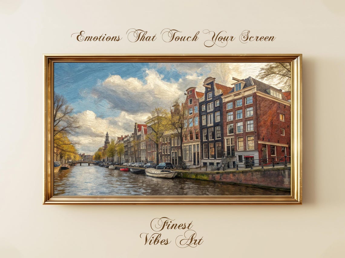 Amsterdam Canal House Frame Tv Art Cozy Dutch Cityscape