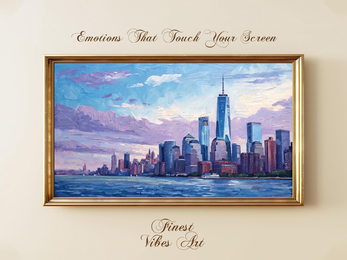 New York City Skyline Impressionist Oil Painting Cityscape Poster