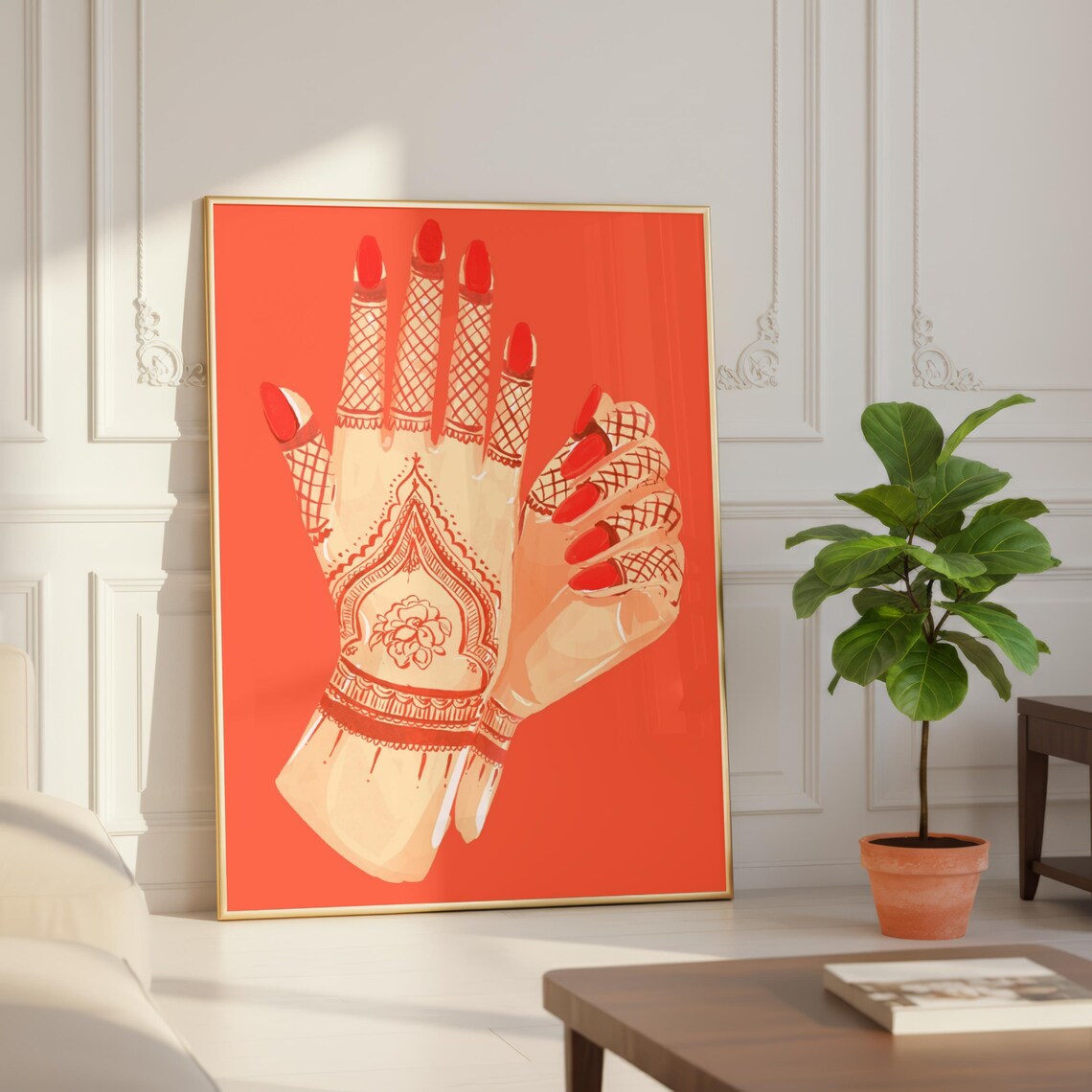 Henna Hands Art Print, Middle Eastern Home Decor