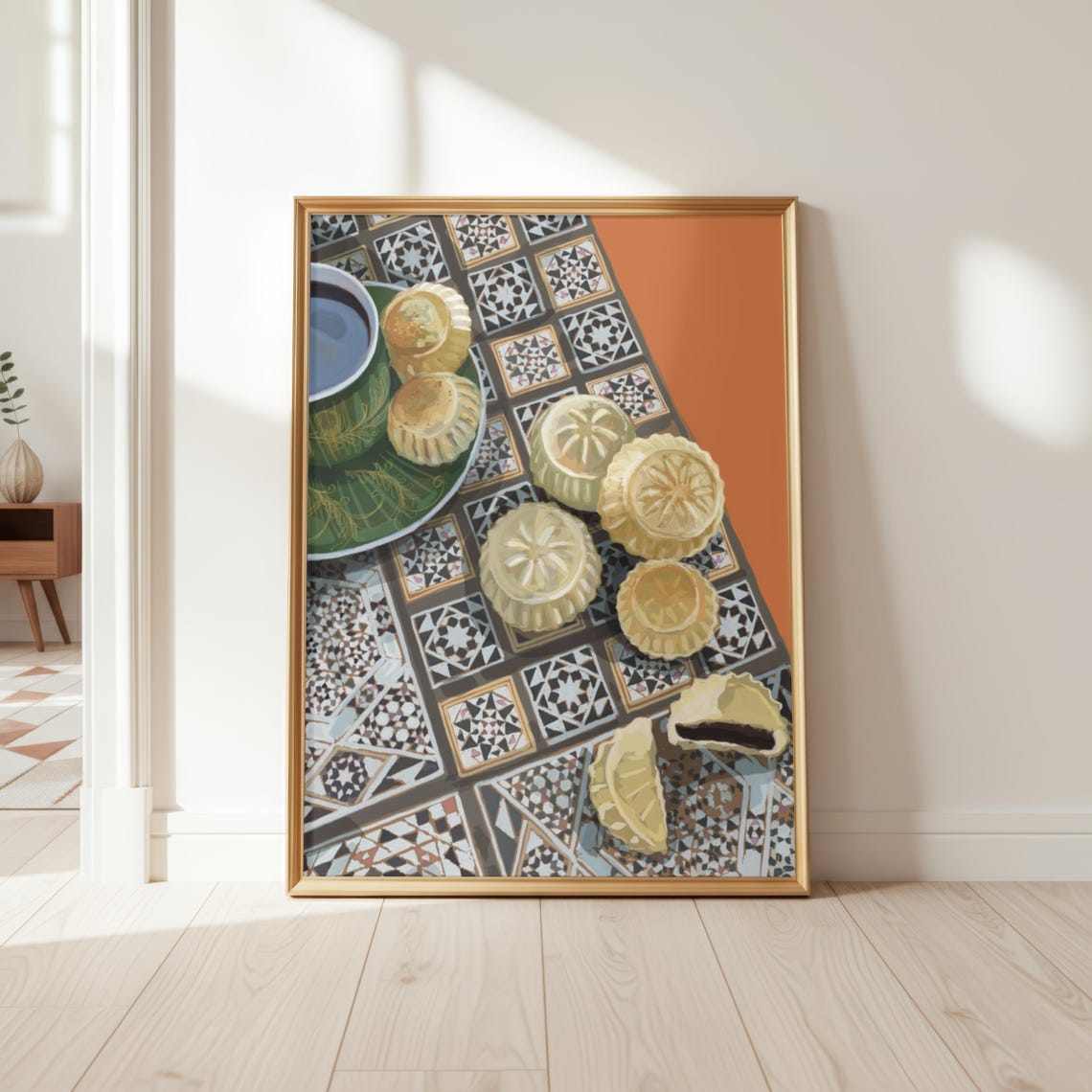 Maamoul Cookies Arabic Tea Mosaic Tile Middle Eastern Kitchen Print