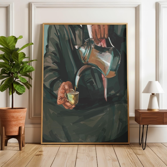 Bedouin Pouring Arabic Coffee Dallah Traditional Culture Wall Art