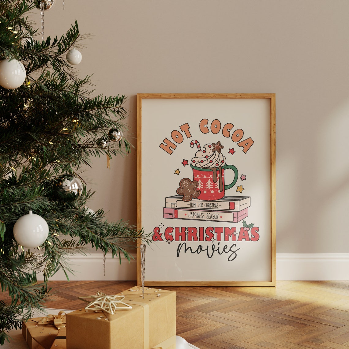 Hot Cocoa and Christmas Movies Retro VHS Tapes Cozy Night Poster - Image 4
