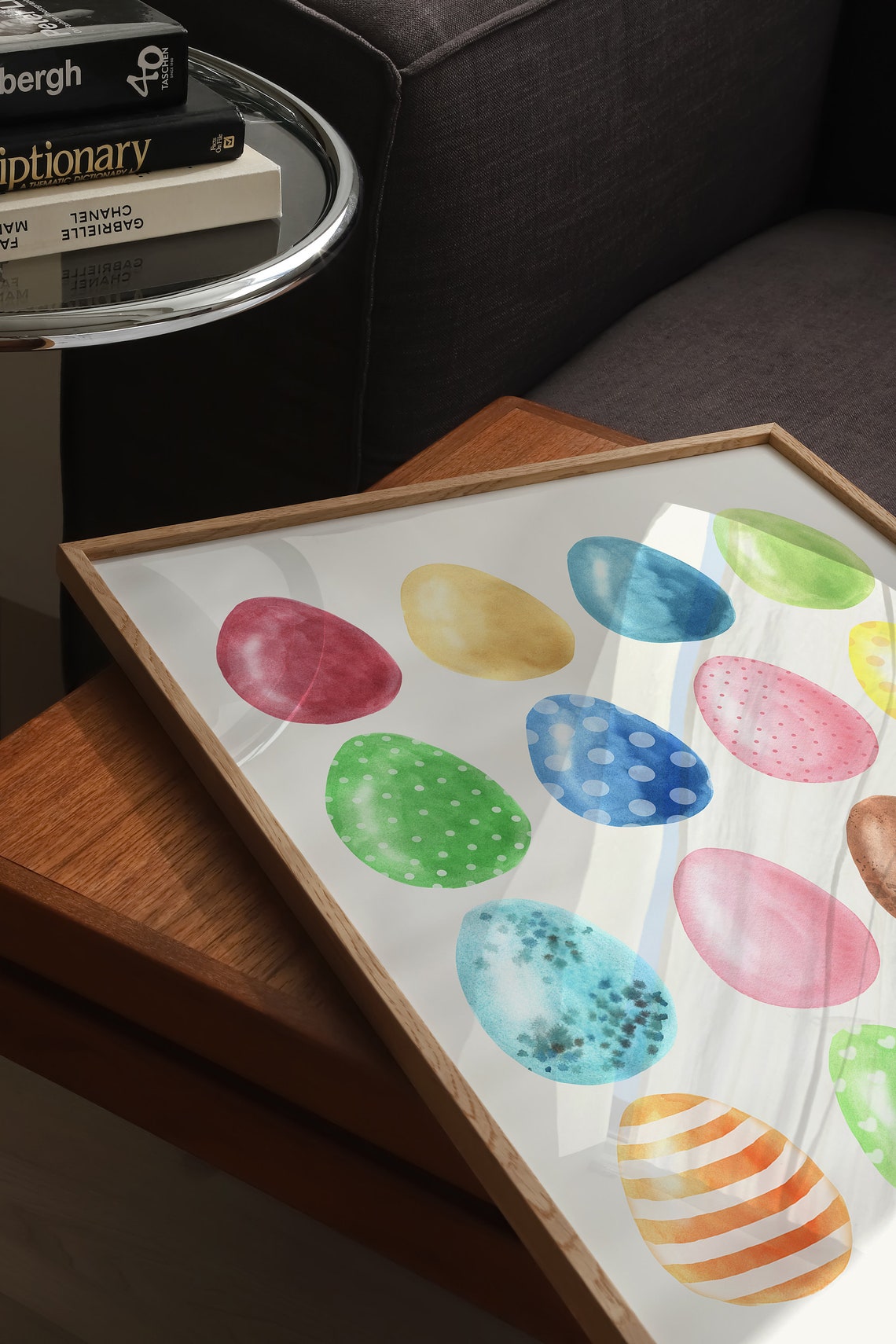 Sixteen Colorful Watercolor Easter Eggs Grid Pattern Spring Poster - Image 3