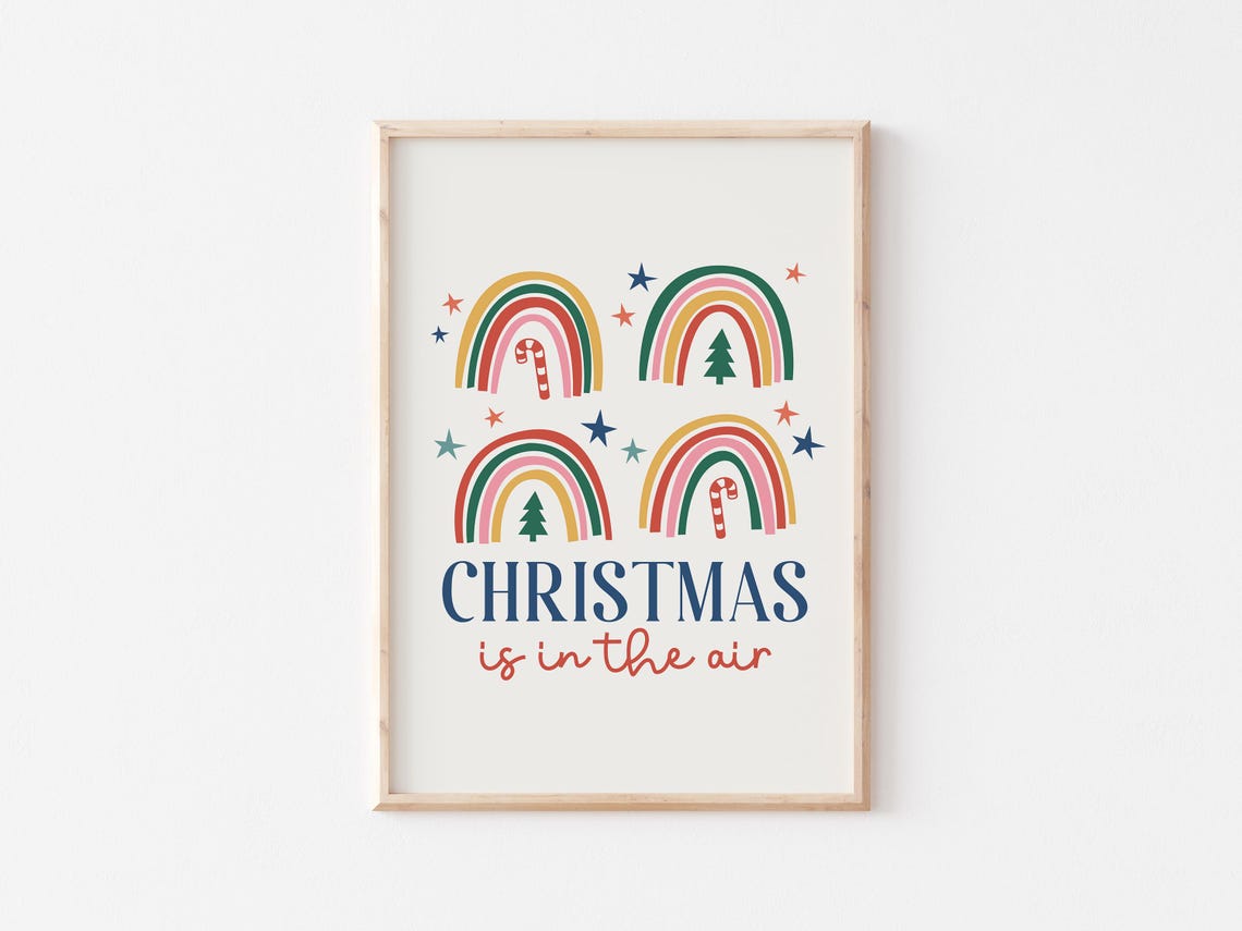 Christmas Is In The Air Rainbow Candy Cane Holiday Decor Poster - Image 3