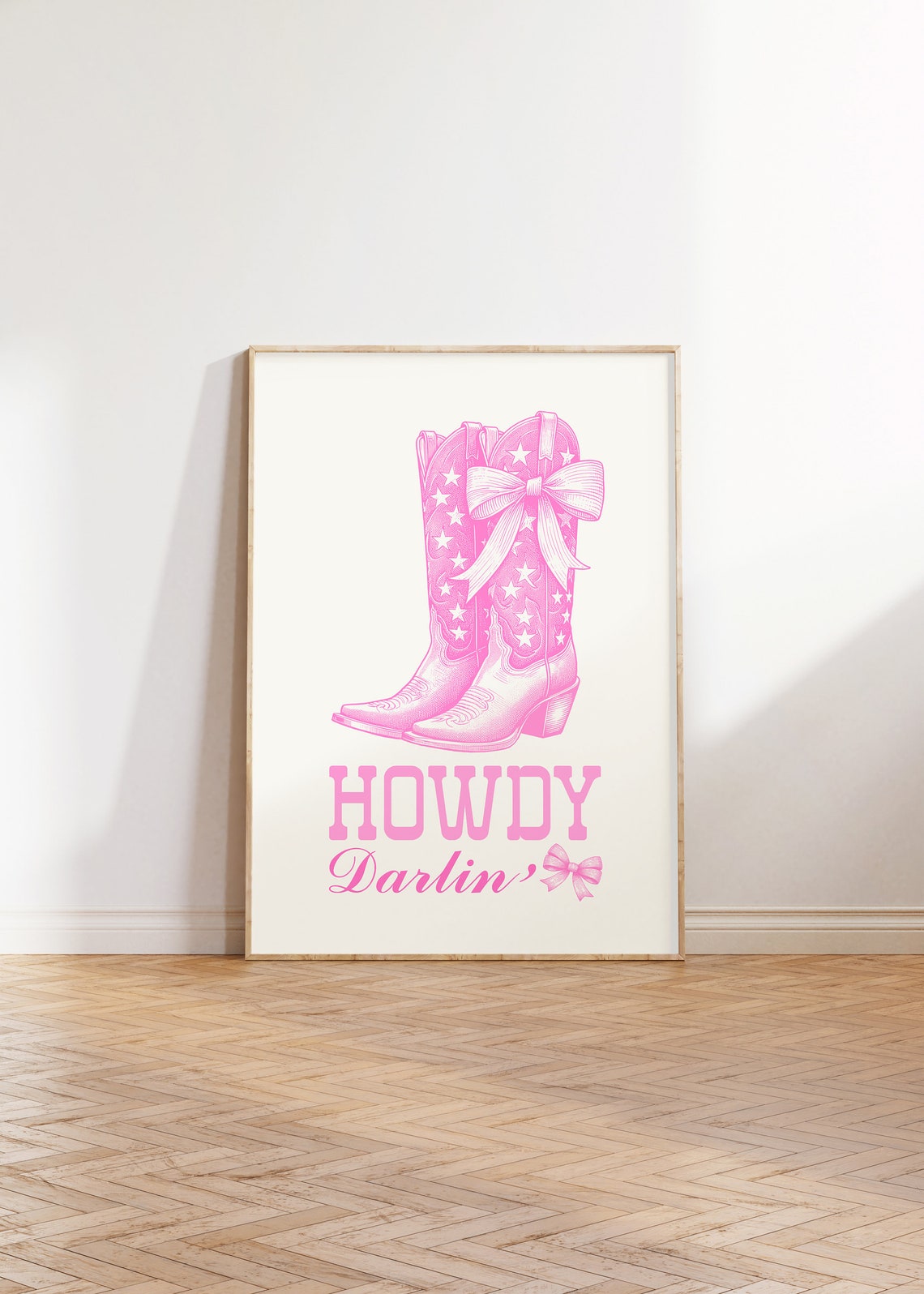 Pink Cowgirl Boots Stars Bow Howdy Darlin Western Art Poster - Image 5