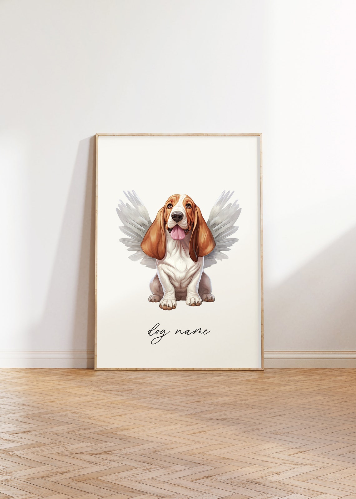 Basset Hound Dog Memorial Rainbow Bridge Print Pet Loss Memorial Portrait Angel Dog Print Pet Loss Sympathy Gift Custom Dog Memorial Gift - Image 3