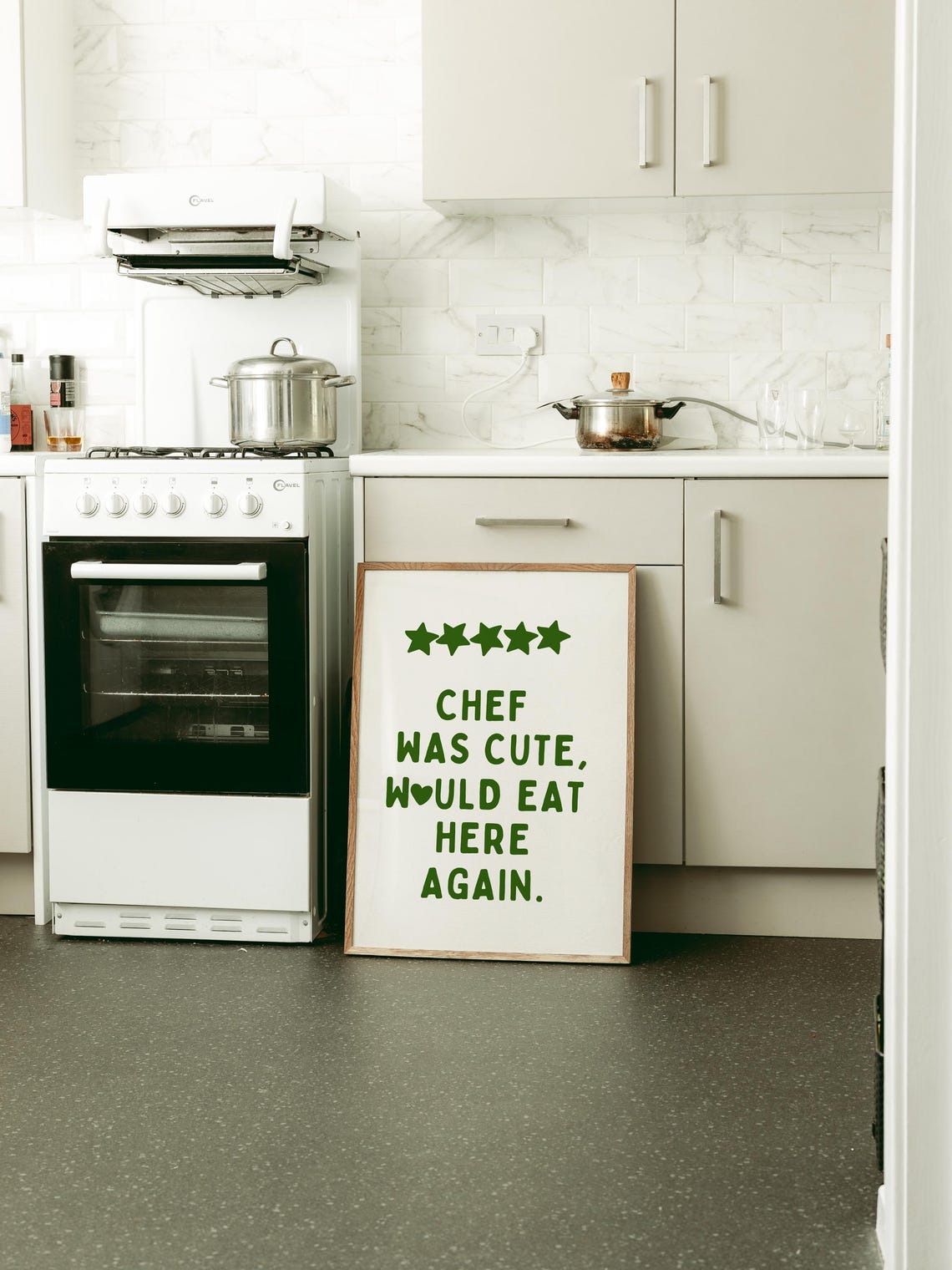 Chef Was Cute Would Eat Here Again Five Star Review Quote Poster - Image 5