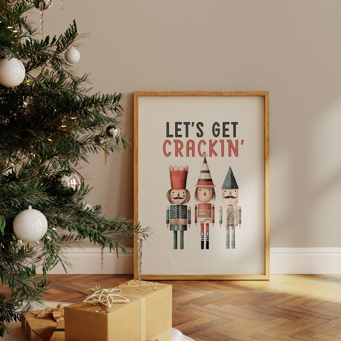 Let's Get Crackin Three Wooden Scandinavian Nutcracker Poster - Image 4