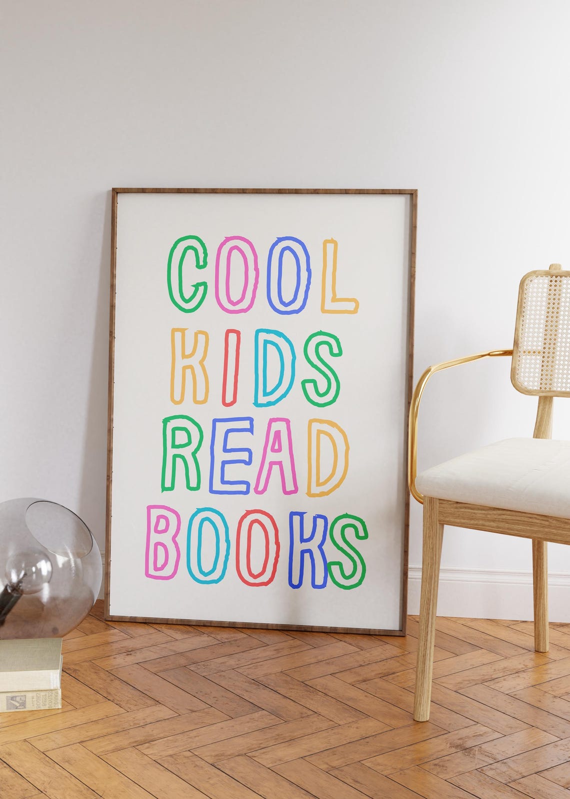 Cool Kids Read Books Rainbow Outline Lettering Playroom Poster - Image 2