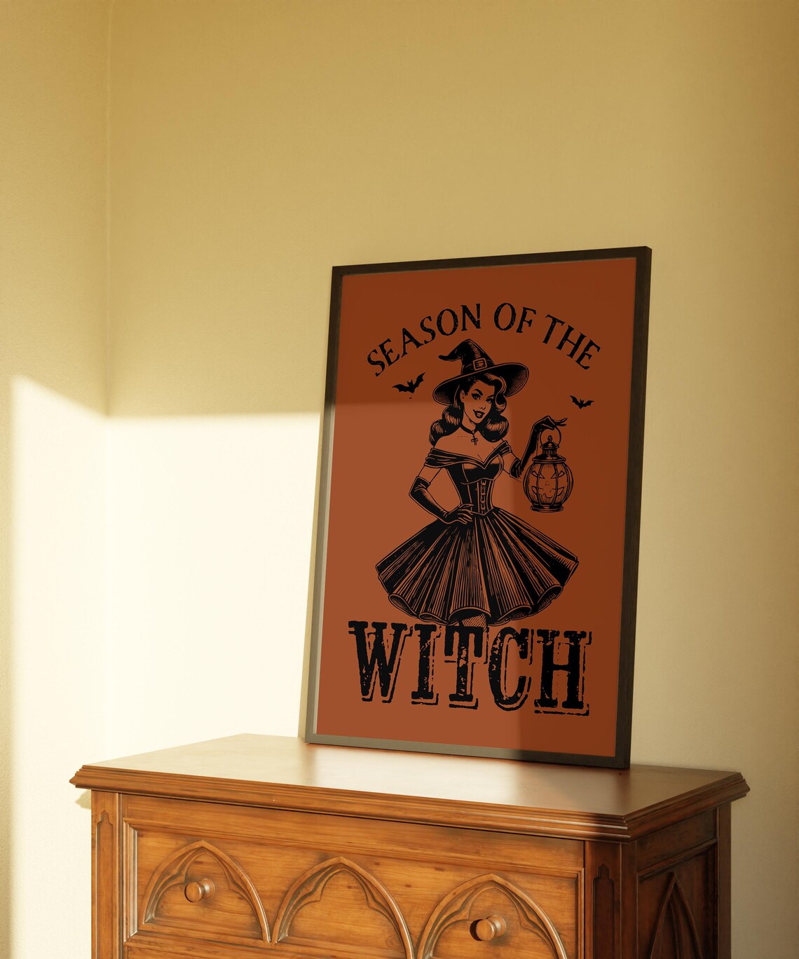 Season of the Witch Retro Halloween Poster with Vintage Witch Pin-Up - Image 3