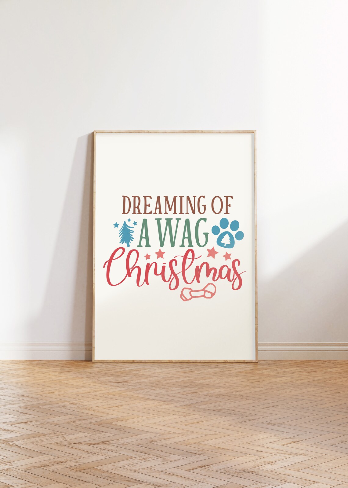 Dreaming Of A Wag Christmas Dog Quotes Print Christmas Pet Wall Print Funny Dog Print Funny Christmas Decor Humorous Christmas Wall Art - Image 2