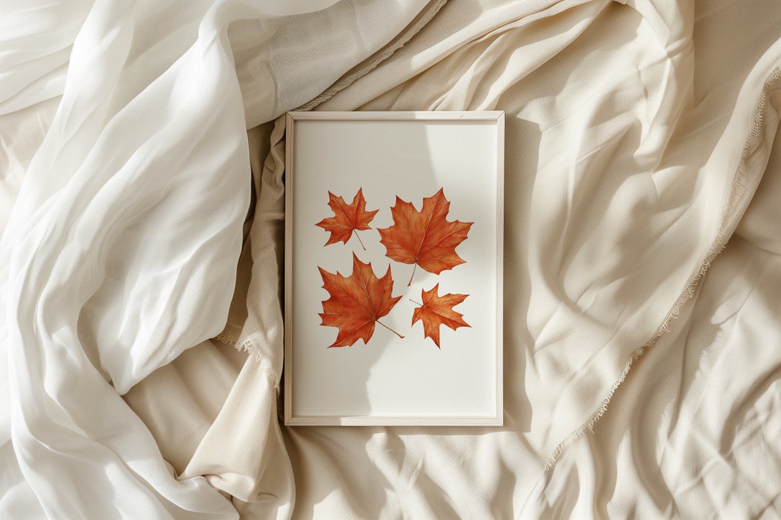 Scattered Watercolor Maple Leaves Autumn Botanical Art Poster - Image 4