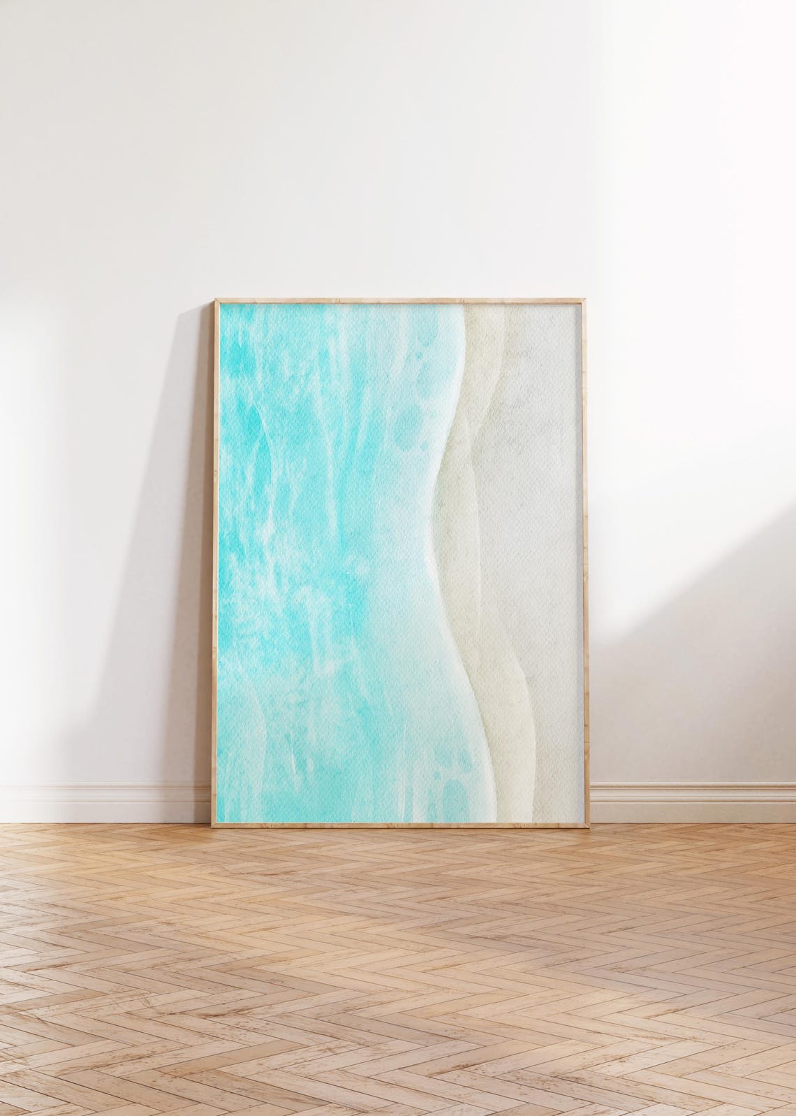 Turquoise Water Curling Into Pale Quiet Sand Shoreline Print - Image 2