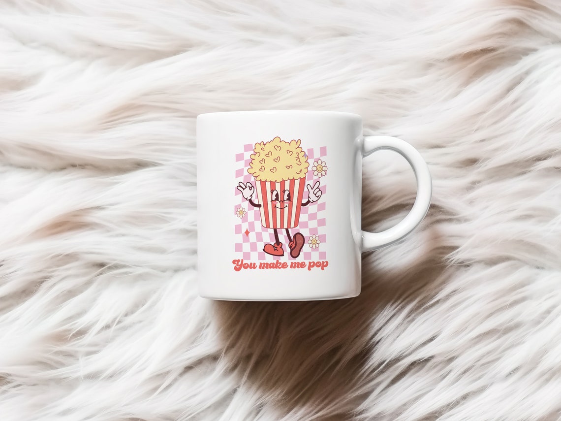 You Make Me Pop Retro Smiling Popcorn Bucket Fun Quote Poster - Image 2