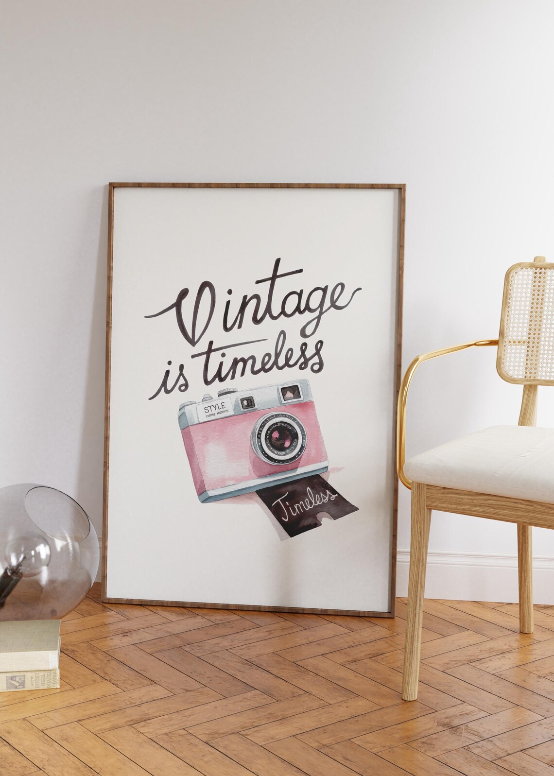 Vintage Is Timeless Pink Retro Film Camera Typography Poster - Image 2