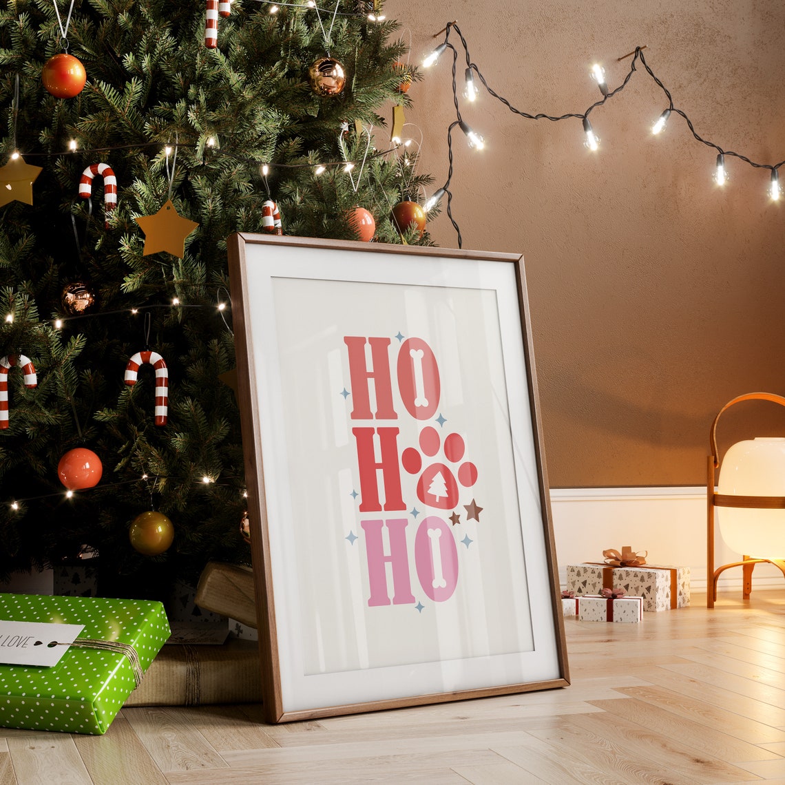 Ho Ho Ho Dog Paw Print Dog Quotes Print Christmas Dog Print Funny Dog Print Funny Christmas Decor Humorous Christmas Wall Art - Image 3