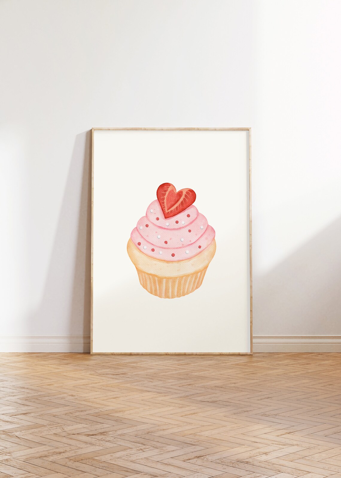 Pink Valentines Day Cupcake Watercolor Art Print - Image 2