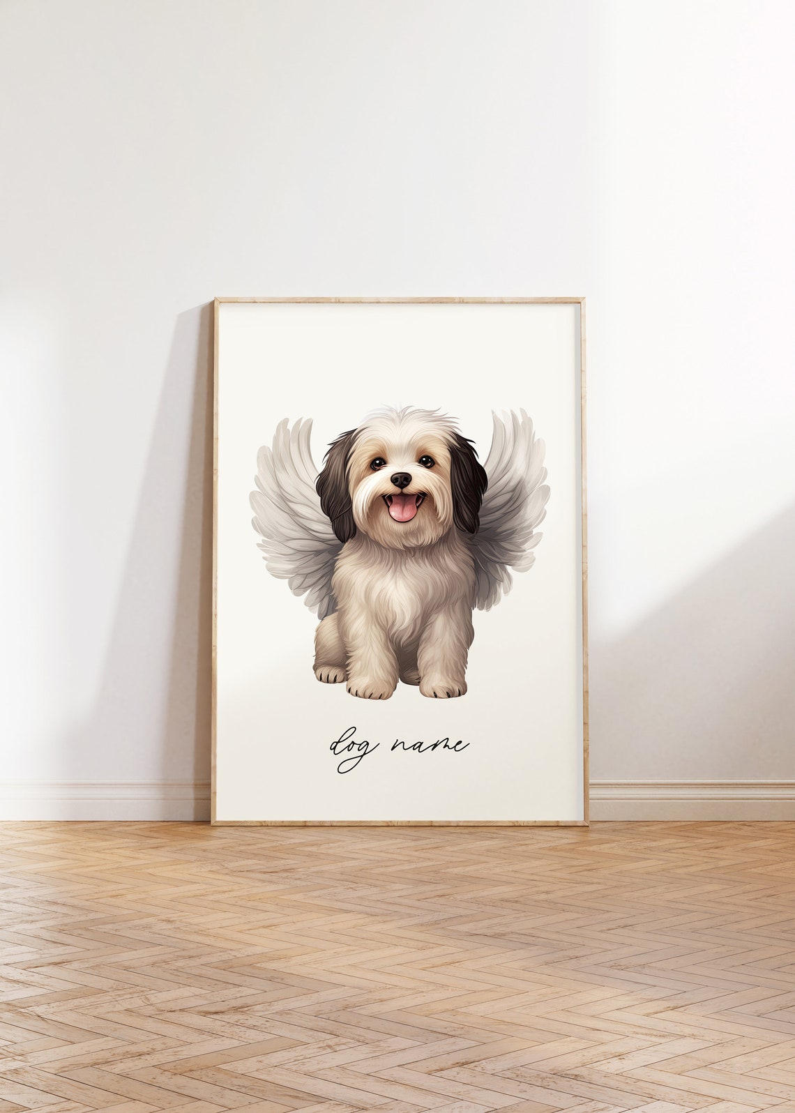 Havanese Dog Memorial Rainbow Bridge Print Pet Loss Memorial Gift Portrait Angel Dog Print Pet Loss Sympathy Gift Custom Dog Art Painting - Image 3