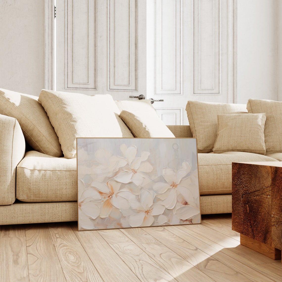 Textured White Blossom Impasto Floral Painting Modern Decor Poster - Image 3