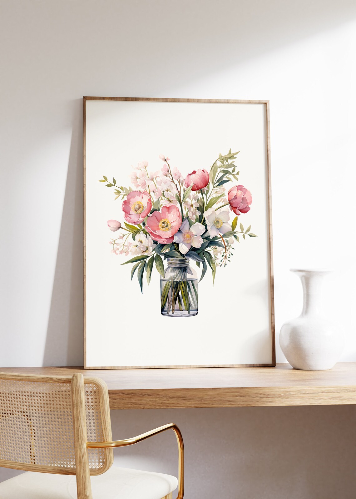 Flowers In A Vase Print Watercolor Flower Print Spring Wall Art Floral Wall Art Wildflower Painting Flower Bouquet Art Print - Image 4