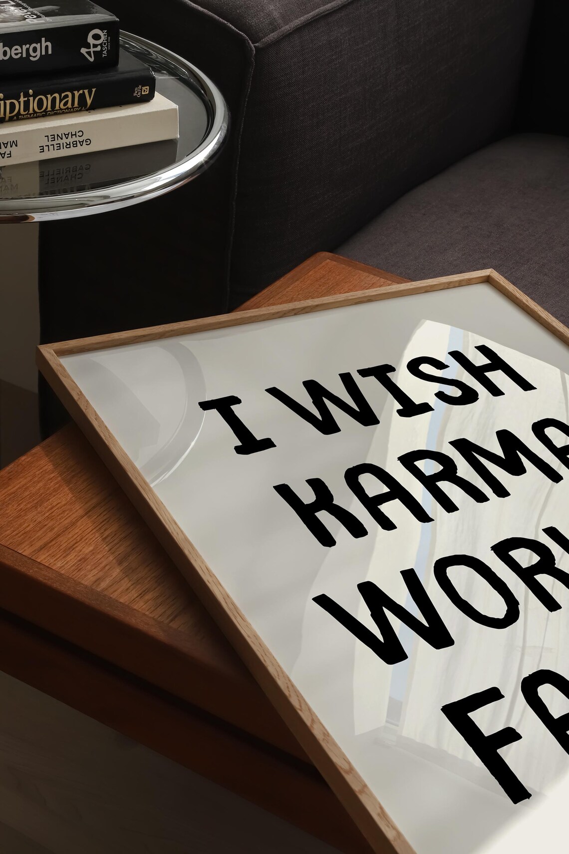 I Wish Karma Worked Faster Bold Black Cream Sarcastic Quote Poster - Image 2