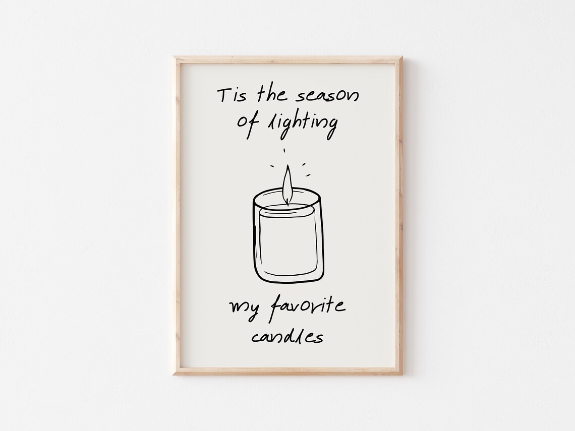 Tis the Season of Lighting My Favorite Candles Line Art Poster - Image 2