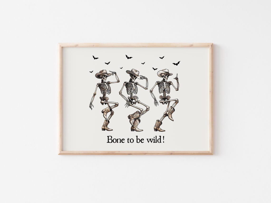 Bone to Be Wild Funny Cowboy Skeleton Line Dance Halloween Poster - Image 4