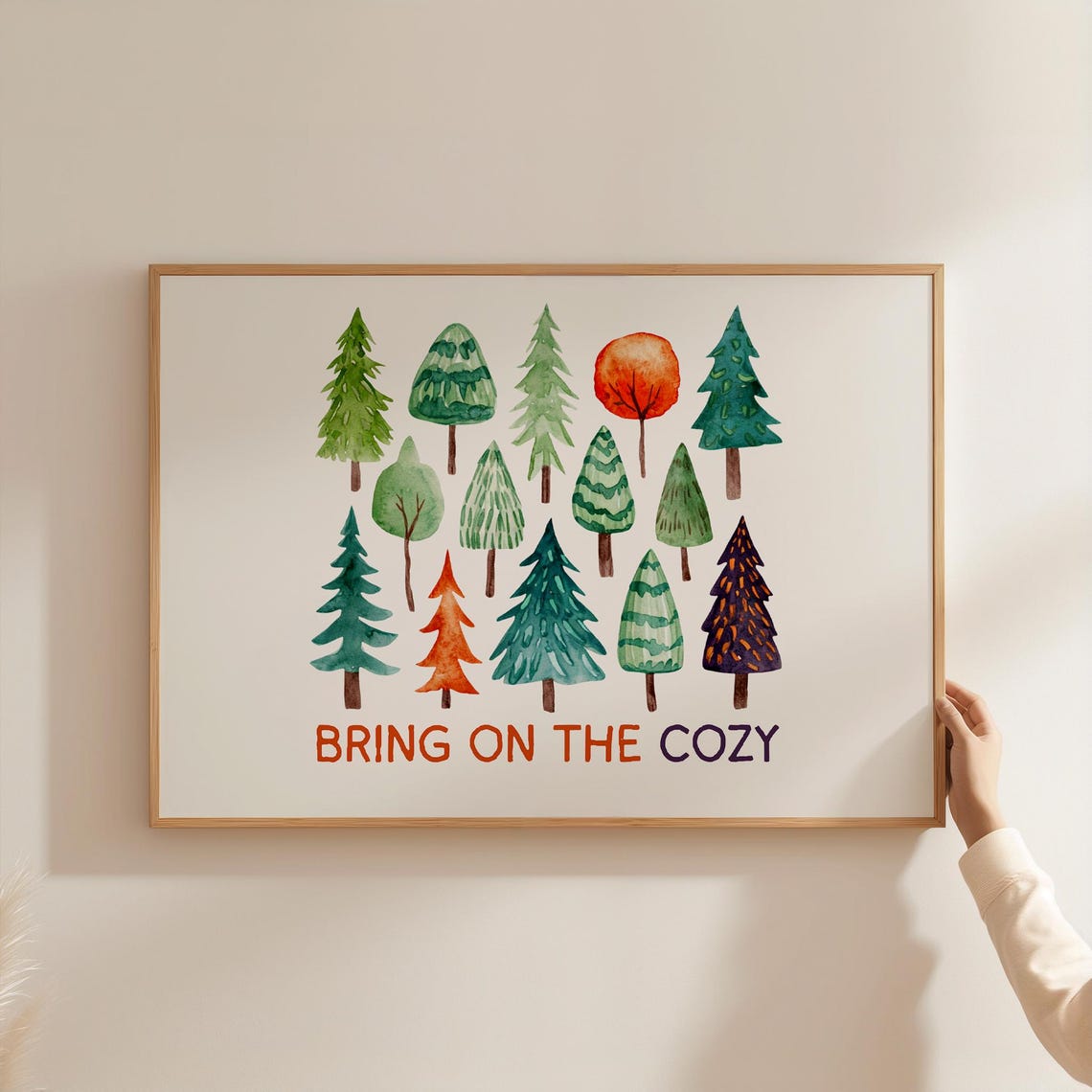 Bring on the Cozy Watercolor Pine Trees Winter Forest Poster - Image 5