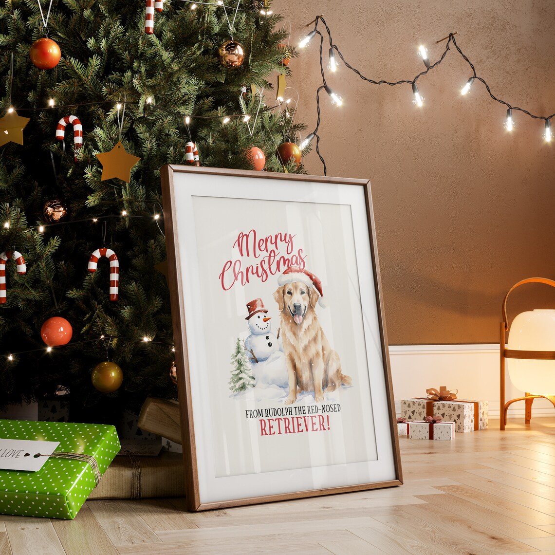 Merry Christmas From Rudolph The Red Nosed Retriever Dog Poster - Image 3