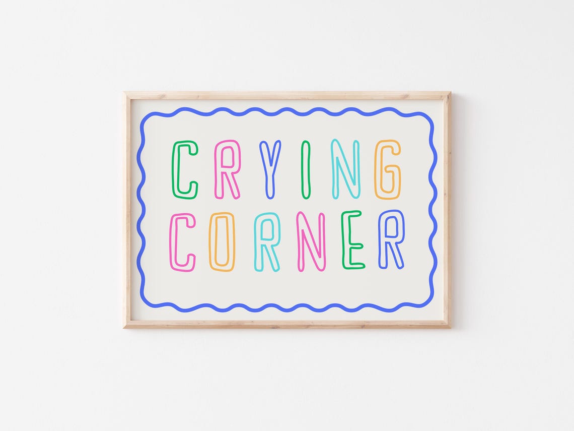 Crying Corner Rainbow Outline Letter Wavy Border Quote Wall Art - Image 3